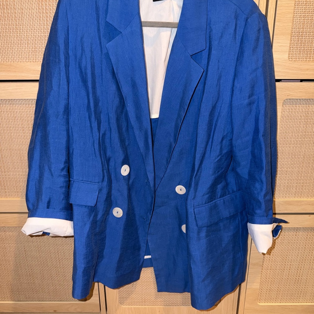 Zara Royal Blue Double-Breasted Blazer